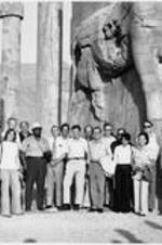 C. Eric Lincoln poses with a group  outside Assyrian ruins at the Namesa Conference in Iran.