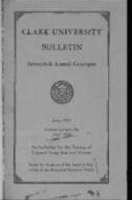 The Clark University Bulletin: Seventieth Annual Catalogue,  Announcements for 1937-1938