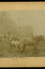Portrait of Hincks children with a horse and carriage.