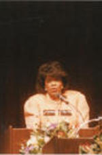 Oprah Winfrey is shown addressing a crowd at the 11th Annual SCLC/W.O.M.E.N. Drum Major For Justice Awards.