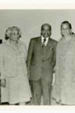 Written on verso: (l-r) Dr. E.B. Williams, Mrs. E.B. Williams, Dr. T. M. Alexander, Sr., Mrs. Earnestine Brazeal, and President Hugh M. Gloster. Dr. Alexander delivered the Brazeal-Williams lecture, September 8, 1981.