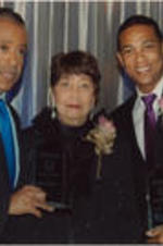 Evelyn G. Lowery poses for a photo with Reverend Al Sharpton (on left), who holds his "SCLC/W.O.M.E.N.: Justice in the Media" Award, and Don Lemon (on right) who holds his "SCLC/W.O.M.E.N.: Communications" Award.