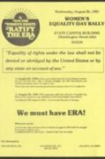 ERA Women's Equality Day Rally flier for rally at the state capitol building. 1 page.