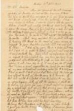 A letter to Seth Thompson from John Brown regarding a sale of land. 2 pages.
