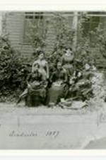 Group portrait of first graduating class of Spelman Seminary, 1887. Written on verso: (l. to r.) Ella N. Barksdale, Clara A. Howard, Loe E. Mitchell, Adeline J. Smith, Sallie B. Waugh, and Ella L. Williams. All became teachers after graduation.