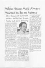 Photocopy of a newspaper clipping describing Elizabeth McDuffie's interest in acting and screen tests for "Gone With the Wind".