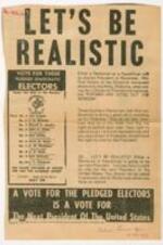 A newspaper clipping of a flier advocating votes for pledged democratic electors. 1 page.