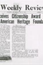 Article about the National Council of Negro Women receiving an award for their citizen projects. 1 page.