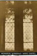 A stained glass window dedicated to Edmund A. Ware in the Ware Memorial Chapel in Stone Hall. Written on recto: Memorial Windows - Ware Chapel.