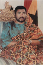 A portrait photo of Jerry John Rawlings, a former president of Ghana.