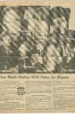 "They Made History With Votes For Women" article on Cleveland women who participated in the 1914 Parade for Suffrage. 1 page.