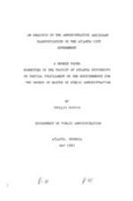 An analysis of the administrative assistant classification in the Atlanta city government, 1983