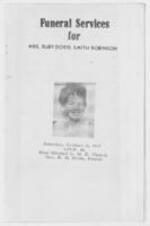 Funeral Program for Ruby D. Smith Robinson at West Mitchell C. M. E. Church. 3 pages.