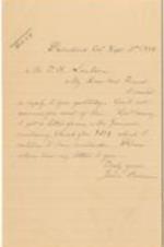 A letter to Franklin B. Sanborn from Jason Brown, refusing a one hundred dollar check sent to him by William Lloyd Garrison. 1 page.
