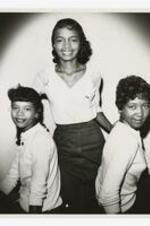 Group portrait of three women. Written on verso: "Homecoming Court ca. 1958, 1959; L to R Anne Bryant, Miss Freshman; Melbahn Ross, Miss Morris Brown; Jacqueline Price, Miss Sophomore".