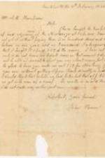 A letter to Seth Thompson from John Brown regarding his purchase of land. 2 pages.