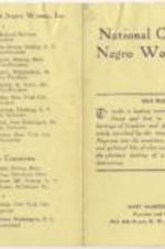 National Council of Negro Women annual conference program and pledge, featuring affiliated organizations. 4 pages.