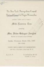 National Council of Negro Women New York Metropolitan Council mid-Lenten tea announcement and program. 3 pages