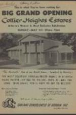 A grand opening flyer for Collier Height Estates, a neighborhood in Atlanta.