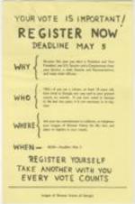 Voter registration flyer describing the importance of voting details. 1 page.