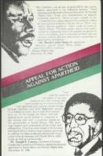 An "Appeal For Action Against Apartheid" booklet containing a reprint of a statement by Martin Luther King, Jr. about apartheid that he delivered on December 10, 1965. 4 pages.