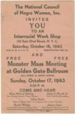 National Council of Negro Women flyer advertising an interracial workshop 1 page.