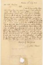 A letter to Seth Thompson from John Brown regarding land Brown purchased. 2 pages.
