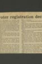 Newspaper article describing that Black voter participation in national elections was declining steadily during the 1970s, even as the number of Black elected officials on the state and local levels soared. There were a number of reasons for this decline, including cynicism about the political process and a lack of faith that government would respond to the needs of Black voters. Despite this decline, Black voters still possessed the opportunity to play a decisive role in the 1976 presidential election, particularly in key industrial states. 1 page.