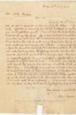 A letter to Seth Thompson from John Brown describing his financial troubles and return to tanning. 2 pages.