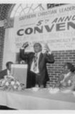 Former Southern Christian Leadership Conference (SCLC) President Ralph D. Abernathy is shown speaking at the 5th Annual SCLC Alabama State Chapter Convention.