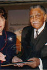 Joseph and Evelyn Lowery are shown holding the James H. Costen Award for Civil and Community Affairs during the James H. Costen Awards Dinner at the Interdenominational Theological Center (ITC).