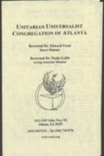 An informational pamphlet detailing the history of the Unitarian Universalist Congregation of Atlanta and an invitation to the 50th anniversary service for the congregation to be held on January 25, 2004. 5 pages.