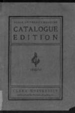 Clark University Register: Catalogue Edition, 1910-1911
