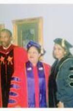 Written on verso: Commencement 2000; Yvonne R. Jackson, Rev. Floyd Flake, Shirley Ann Jackson, speaker; Shirley Malcolm, Honorary Degree Recipient; President Audrey Manley (c'55).