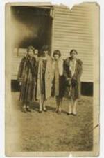 Outdoor group portrait of four women; written on verso: Left: Betha Mae Touchstone, Holly Springs, Miss. 1929.