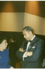 Thomas Cole speaks with an unidentified woman at the at the Atlanta Student Movement 20th anniversary event.
