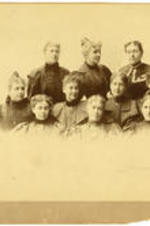 Mrs. Lugenia Burns Hope and Group, circa 1890. Written on verso: Mrs. John Hope, second row, fourth from left.