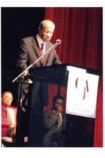 Dr. Henry Whelchel presents a speech at Clark Atlanta University.