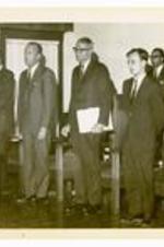 Written on verso: Haitian Ambassador presents portrait of Dr. MLK Jr. to Morehouse &amp; conferred honorary degree upon Dr. Gloster &amp; Dr. Whalum Sept. 1968.