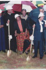Joseph E. Lowery (at left) stands with other participants at the groundbreaking for a new building at Turner Chapel A.M.E. Church in Marietta, Georgia.