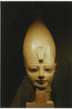 A bust of an Egyptian pharaoh.