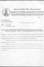 A news release from the Southern Christian Leadership Conference (SCLC) regarding a press conference at which SCLC President Joseph E. Lowery would announce his organization's position on the Million Man March. 1 page.