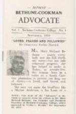 Bethune-Cookman College's first edition of "Bethune-Cookman Advocate" reprint. 5 pages.