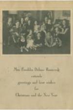 A Christmas card with an image of Eleanor and Franklin Roosevelt with their grandchildren.
