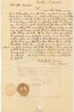 A letter to Seth Thompson from John Brown regarding the building of a mill. 2 pages.