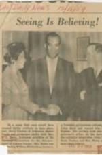 Press Release "Seeing Is Believing!" on Mrs. L. C. Bates meeting with Gov. Orval Faubus and Trinidad Government official William Richardson. 3 pages.