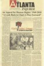This is a two-page newspaper article titled  "An Appeal for Human Rights:1960-2010", from March 20th, 2010 in the Atlanta Inquirer. The Committee (COAHR) jointly wrote the article On the Appeal for Human Rights. The article summarizes the history of the 1960s' Appeal For Human Rights and recontextualizes the manifesto of the Atlanta Student Movement for 2010.  The article also addresses progress made since the 1960s, including advancements in desegregation, voting rights, and representation of African Americans in various fields. However, it points out ongoing education, employment, housing, voting, healthcare, and law enforcement challenges. The persisting achievement gap, unequal access to quality education, economic disparities, de facto segregation, and racial bias in the criminal justice system are highlighted as issues that demand continued attention and action. 2 pages.