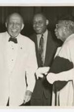 Dr. W.E.B. Dubois with Roosevelt Robinson &amp; Katie Stocks Carr. Written on verso: W.E.B. DuBoise.