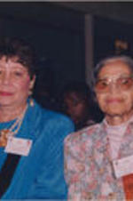 Evelyn G. Lowery and Rosa Parks are shown during the proceedings of the 34th Annual Southern Christian Leadership Conference Convention in Birmingham, Alabama.