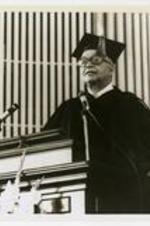 View of Dr. Albert E. Manley giving a speech at a podium.